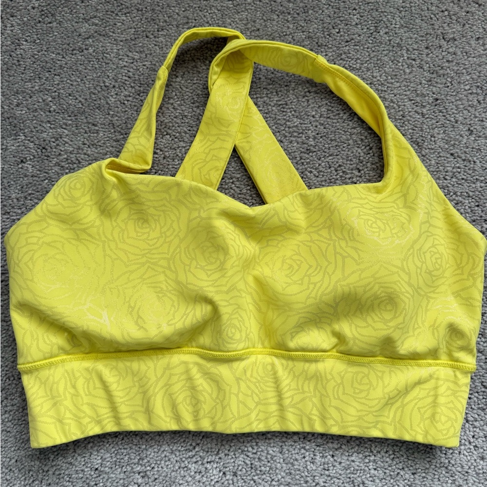Crowned Athletics Vibrant Yellow Floral Sports Bra